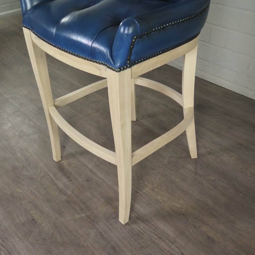Chesterfield Barhocker Barsessel Leder Blau