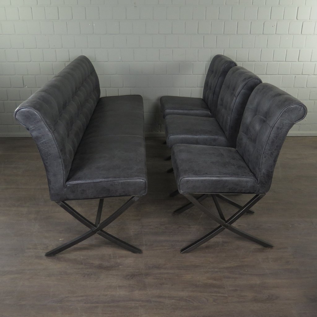 Set Stühle Stuhl Industrial Design PU-Leder Anthrazit