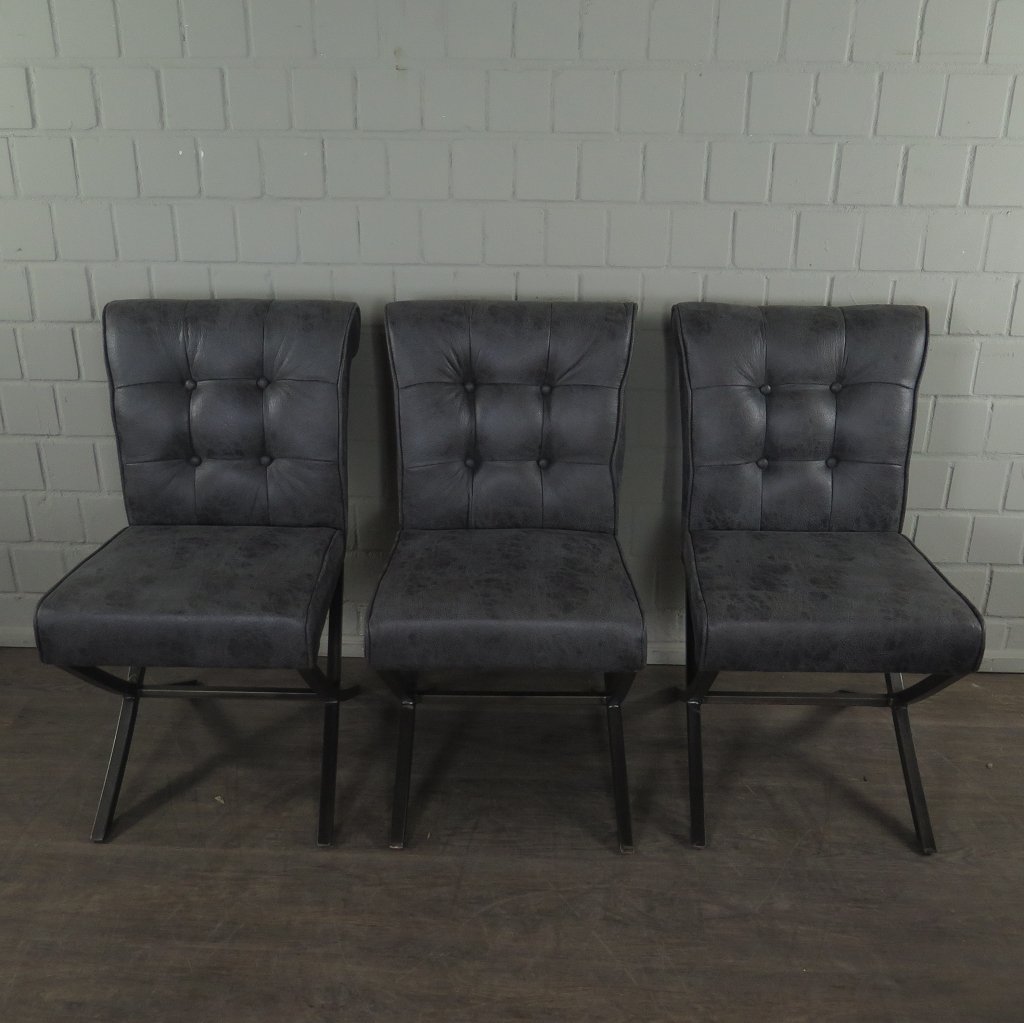 Set Stühle Stuhl Industrial Design PU-Leder Anthrazit