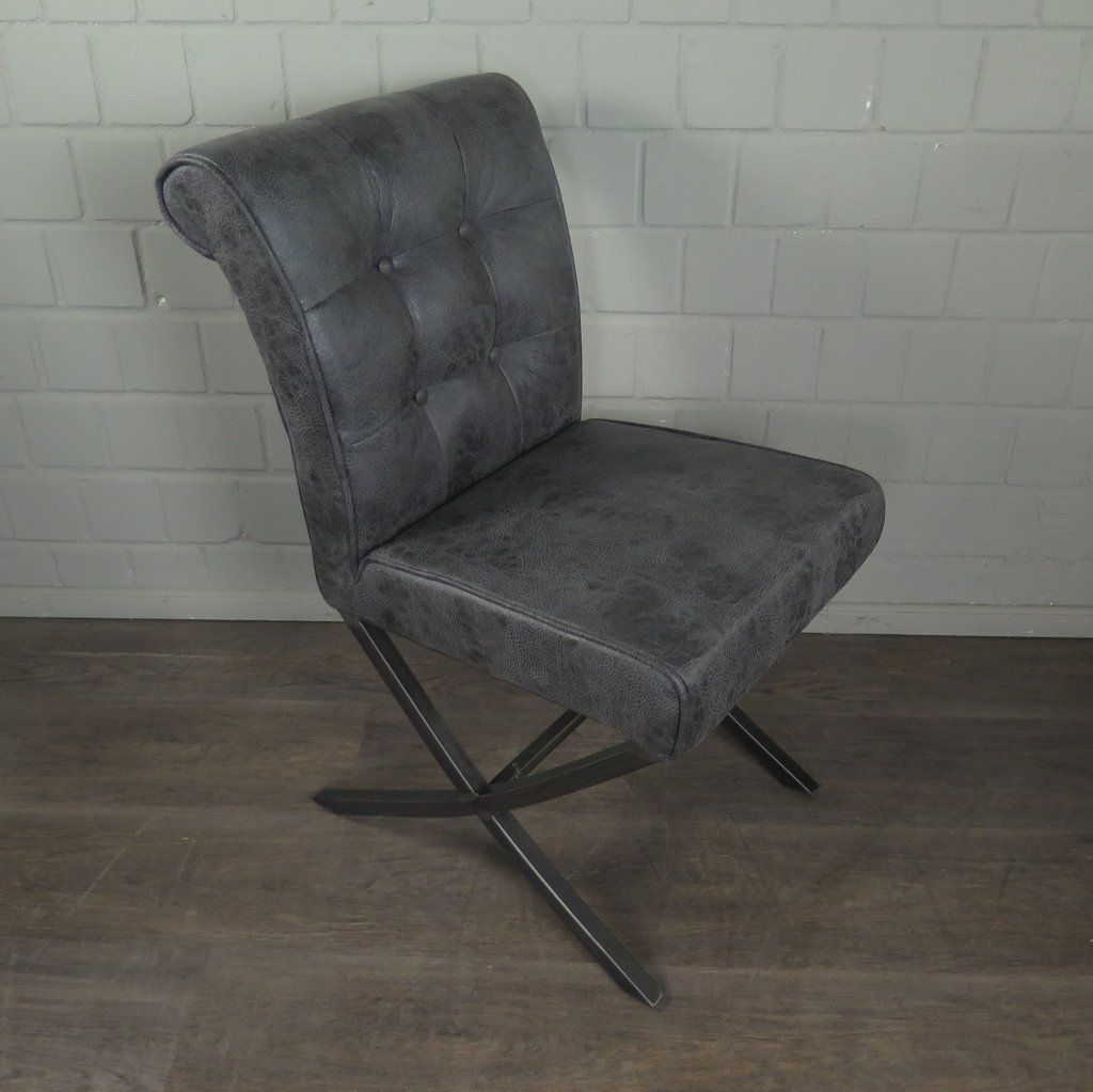 Set Stühle Stuhl Industrial Design PU-Leder Anthrazit