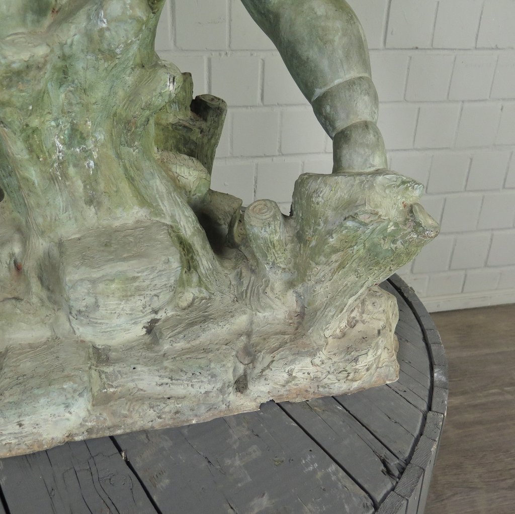 Skulptur Dekoration Putten mit Wein 1,13 m Bronze