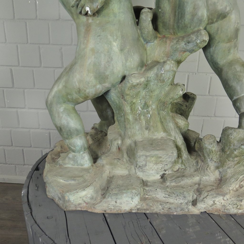 Skulptur Dekoration Putten mit Wein 1,13 m Bronze