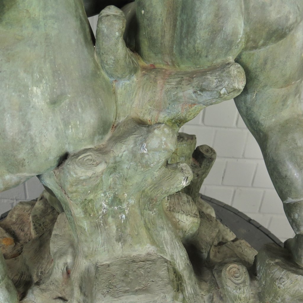 Skulptur Dekoration Putten mit Wein 1,13 m Bronze