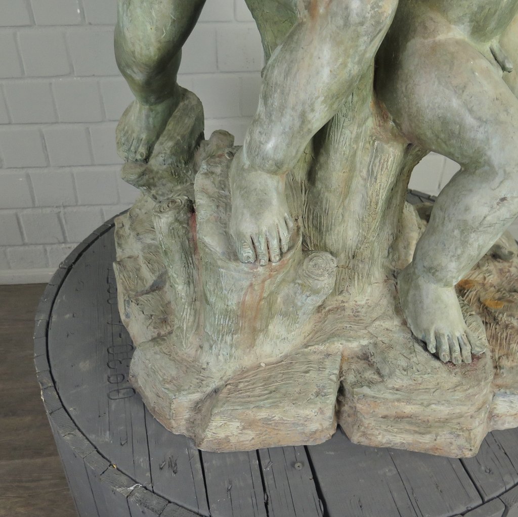 Skulptur Dekoration Putten mit Wein 1,13 m Bronze