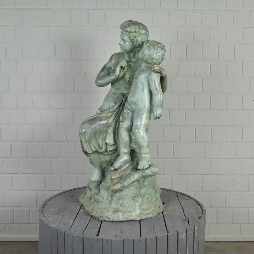 Skulptur Dekoration Frau mit Kind 1,06 m Bronze