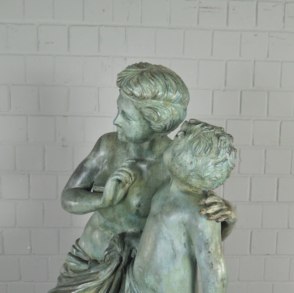 Skulptur Dekoration Frau mit Kind 1,06 m Bronze