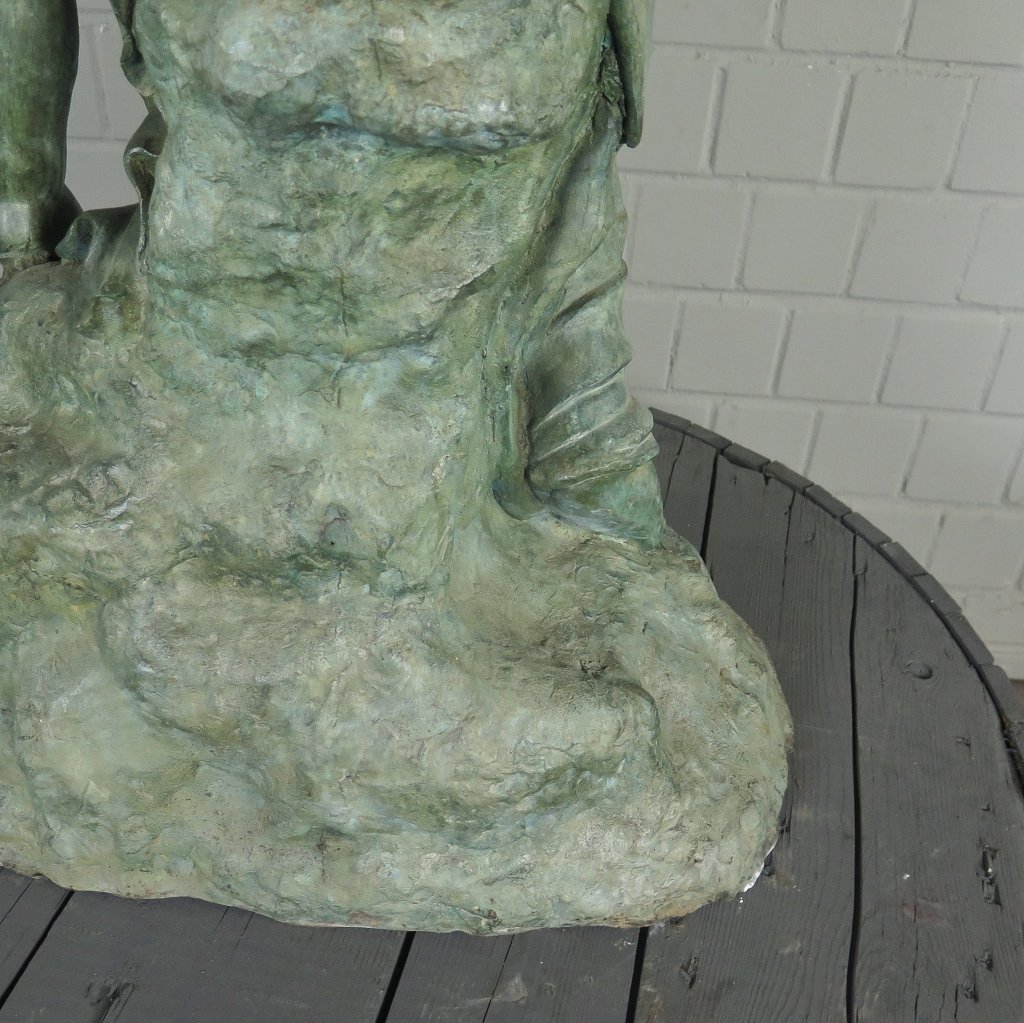 Skulptur Dekoration Frau mit Kind 1,06 m Bronze