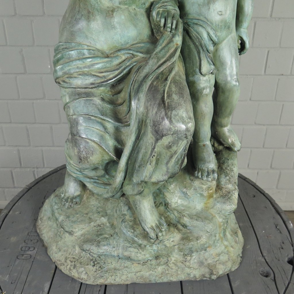 Skulptur Dekoration Frau mit Kind 1,06 m Bronze