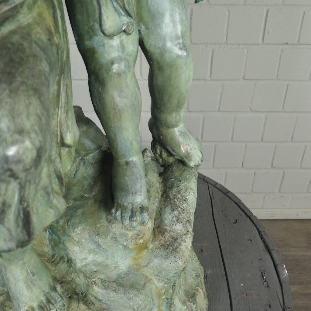 Skulptur Dekoration Frau mit Kind 1,06 m Bronze