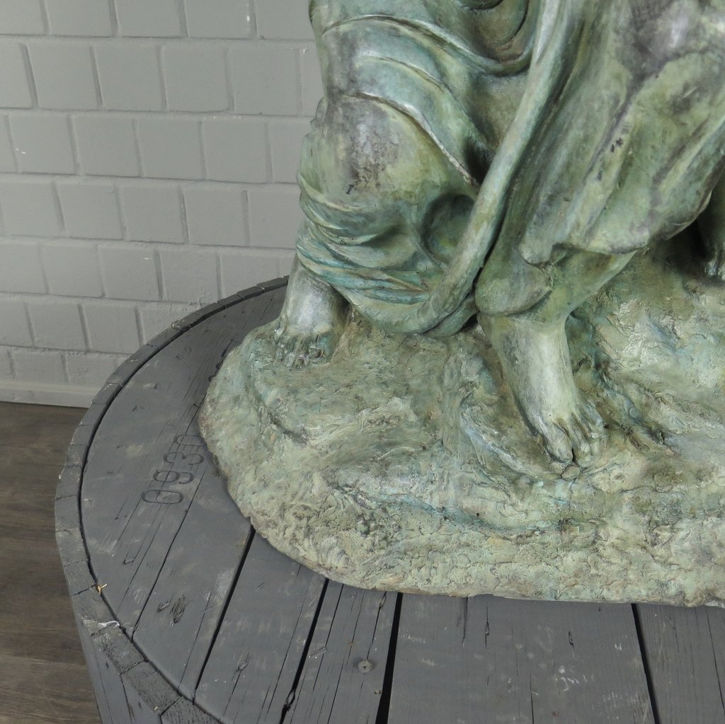 Skulptur Dekoration Frau mit Kind 1,06 m Bronze