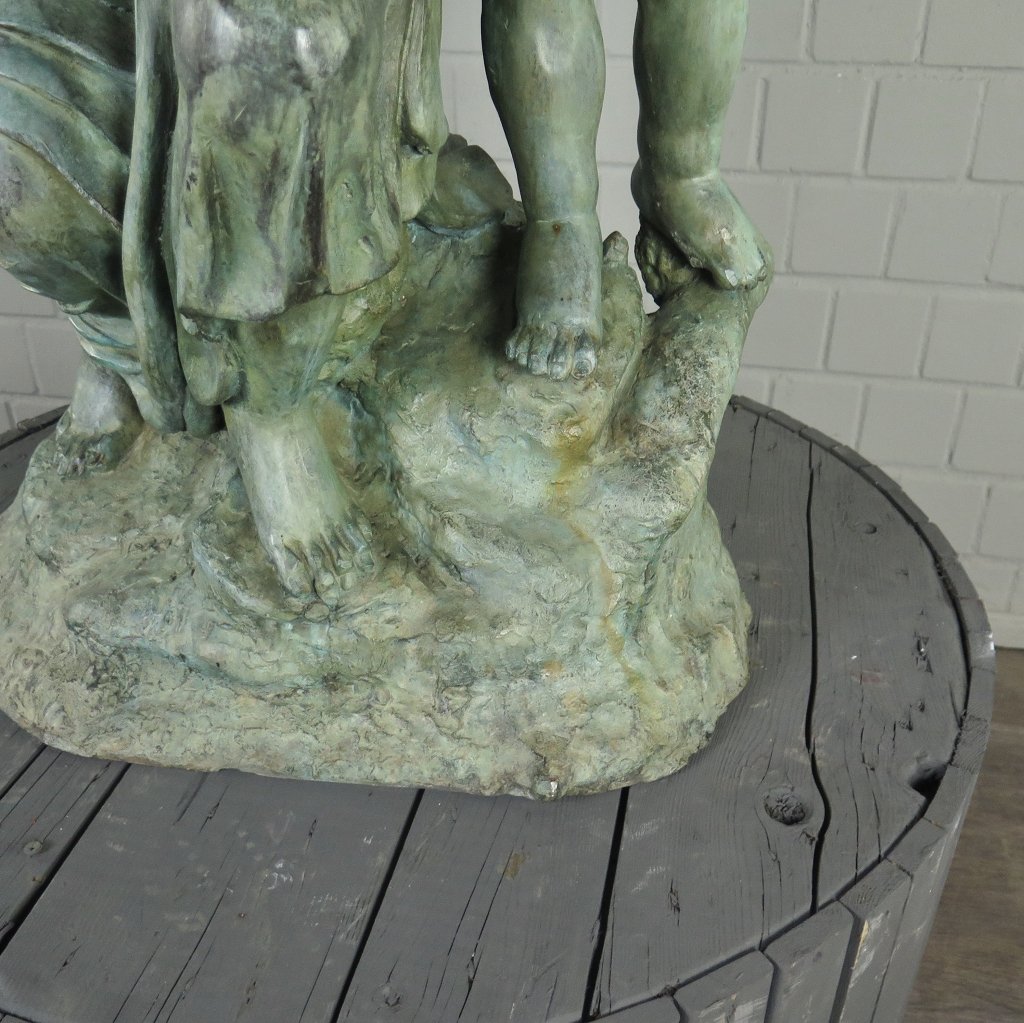Skulptur Dekoration Frau mit Kind 1,06 m Bronze