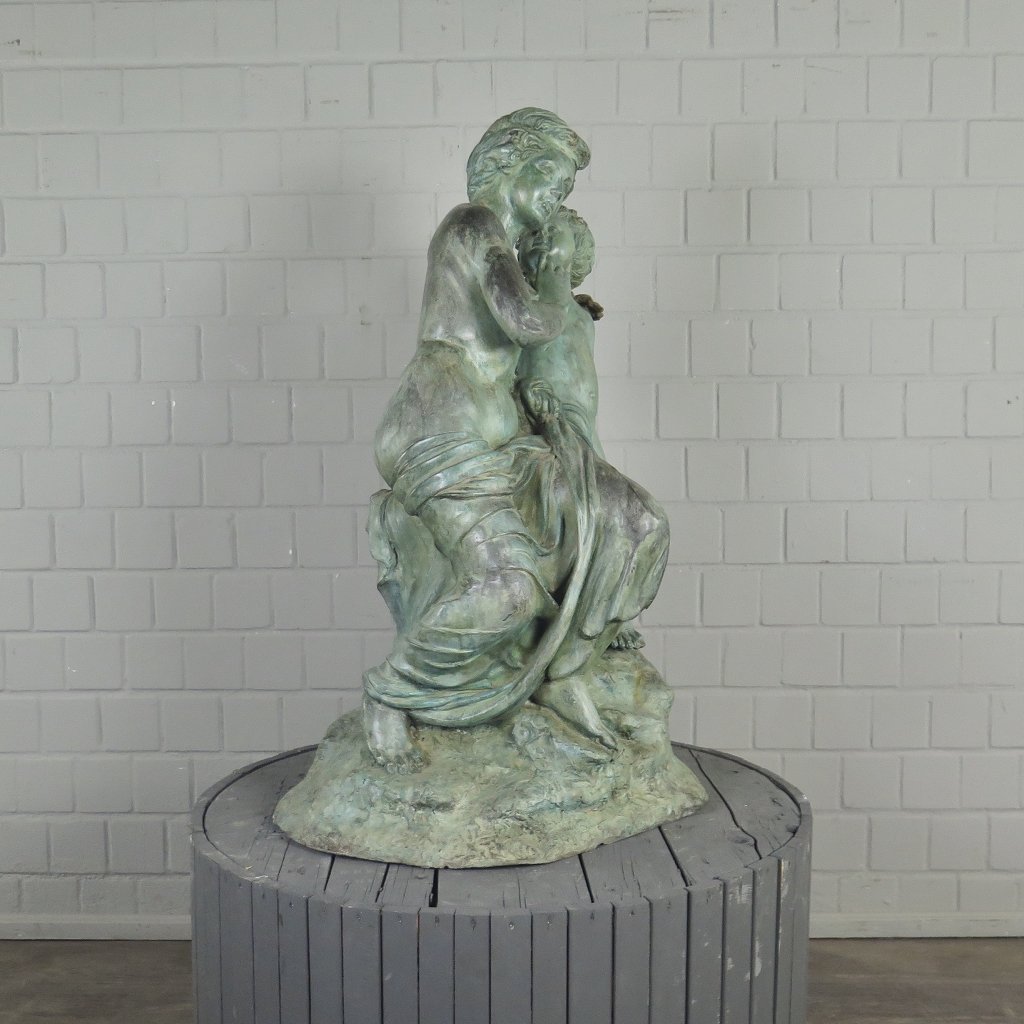 Skulptur Dekoration Frau mit Kind 1,06 m Bronze
