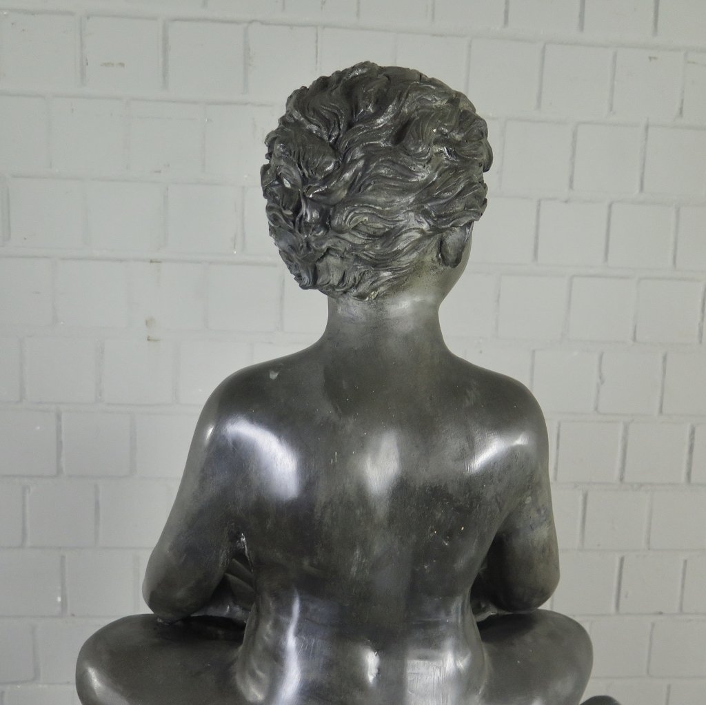 Wasserspeier Wasserspiel Putte mit Fröschen Bronze 1,10 m