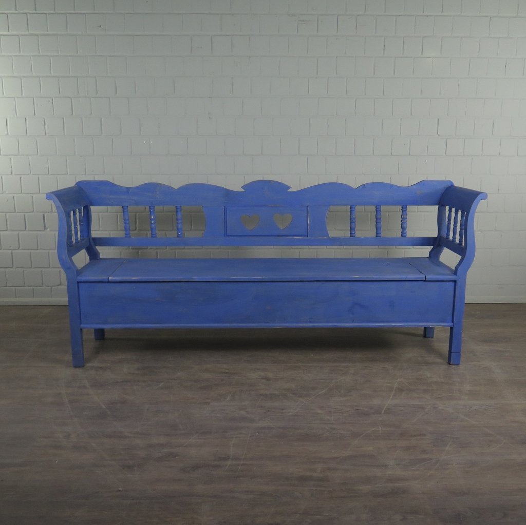 Truhenbank Holzbank Blau 2,16 m