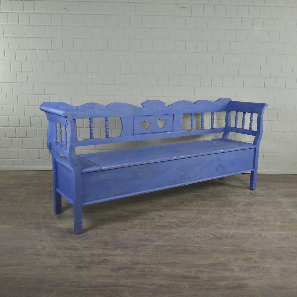 Truhenbank Holzbank Blau 2,16 m