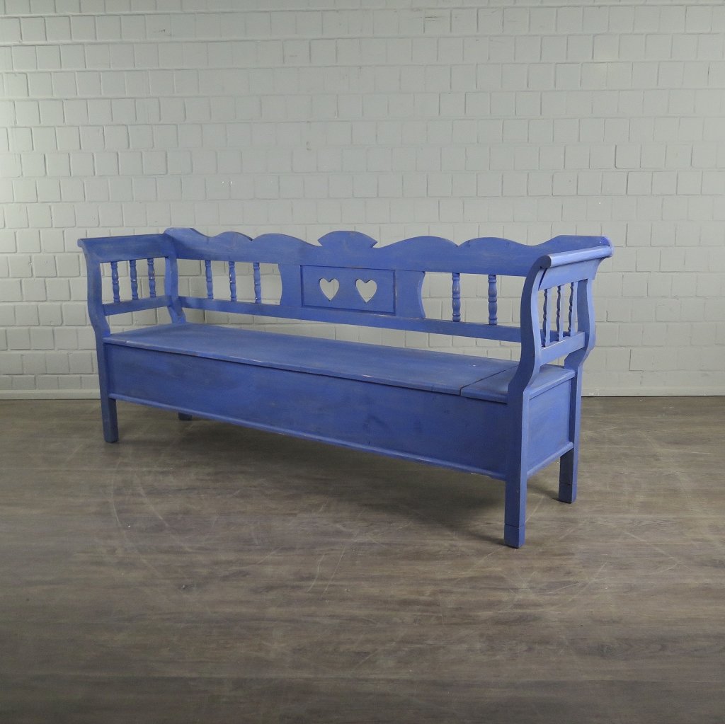 Truhenbank Holzbank Blau 2,16 m