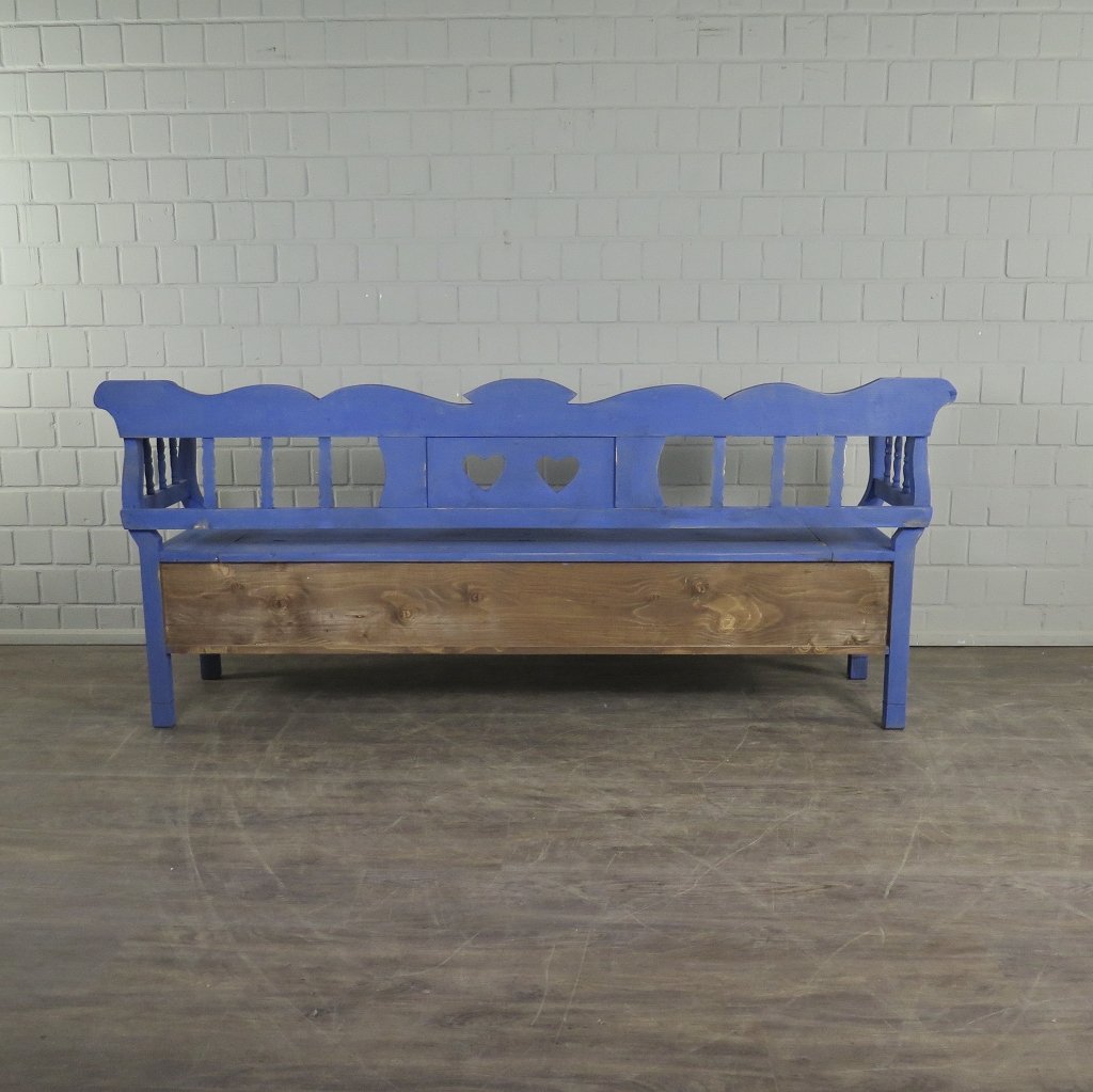 Truhenbank Holzbank Blau 2,16 m