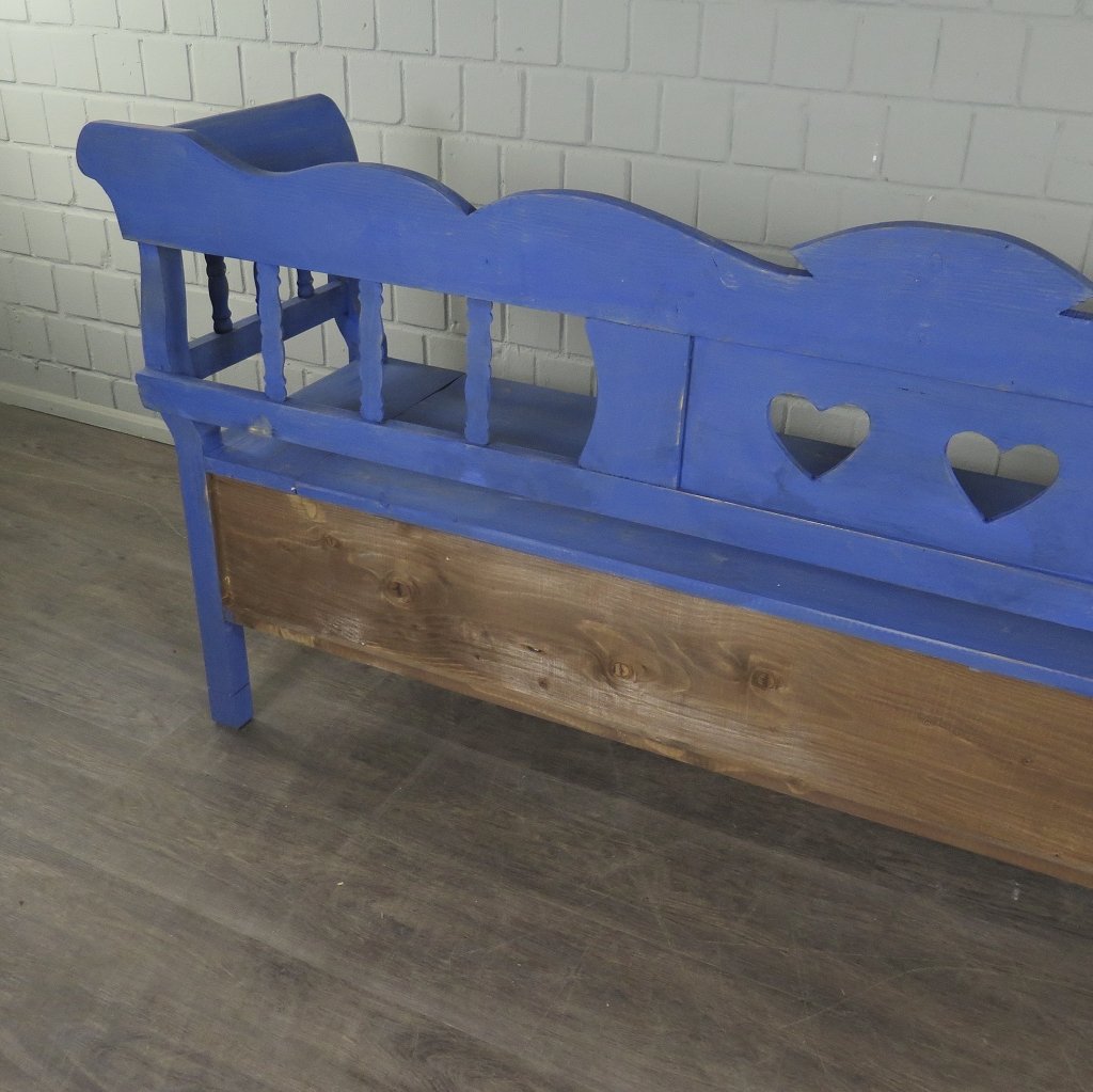 Truhenbank Holzbank Blau 2,16 m