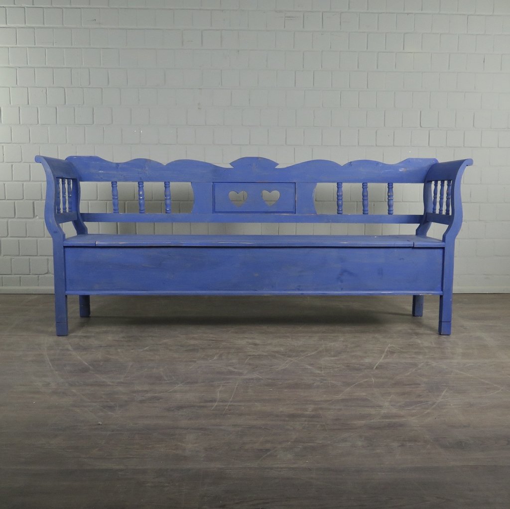 Truhenbank Holzbank Blau 2,16 m