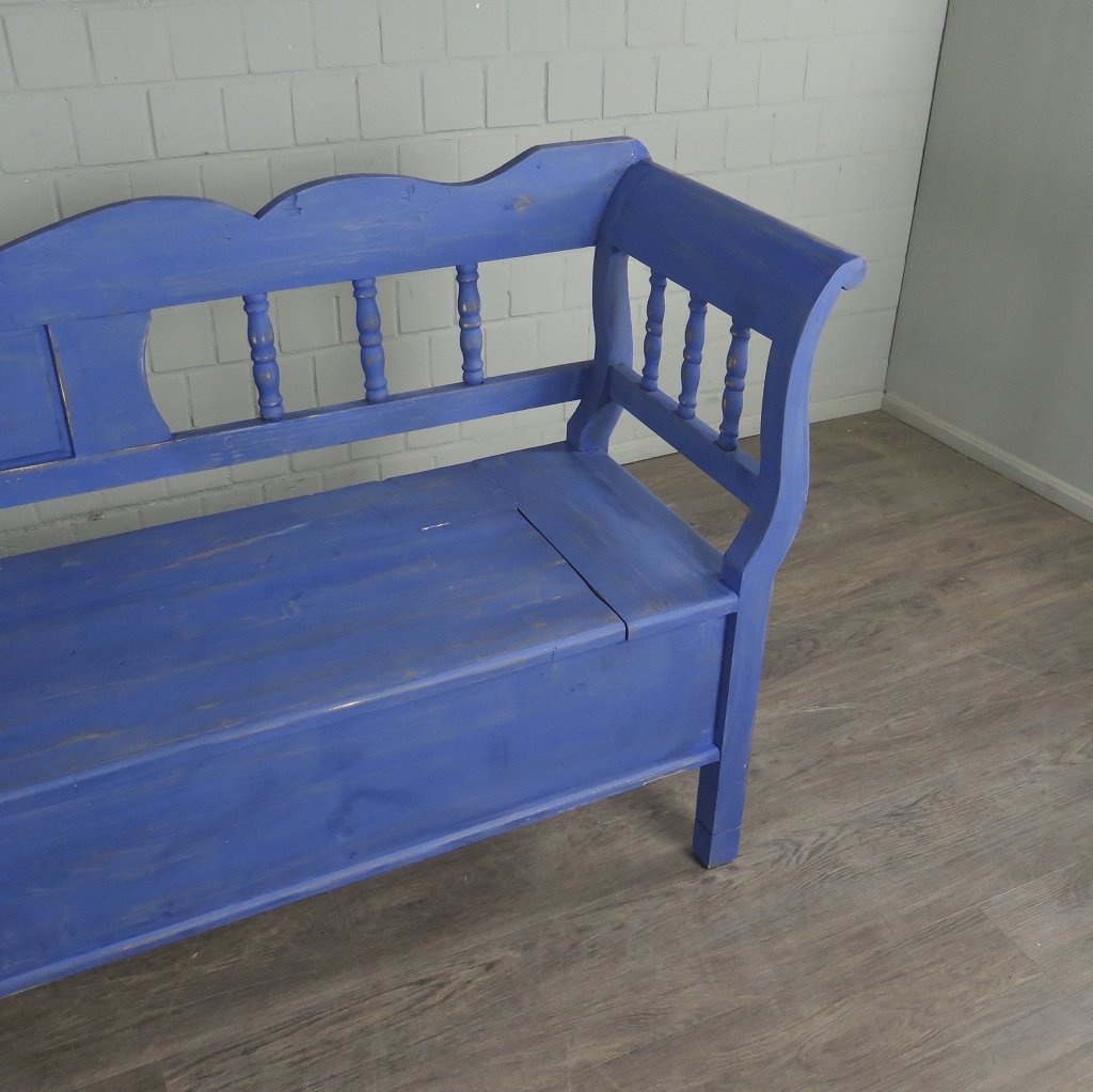 Truhenbank Holzbank Blau 2,16 m