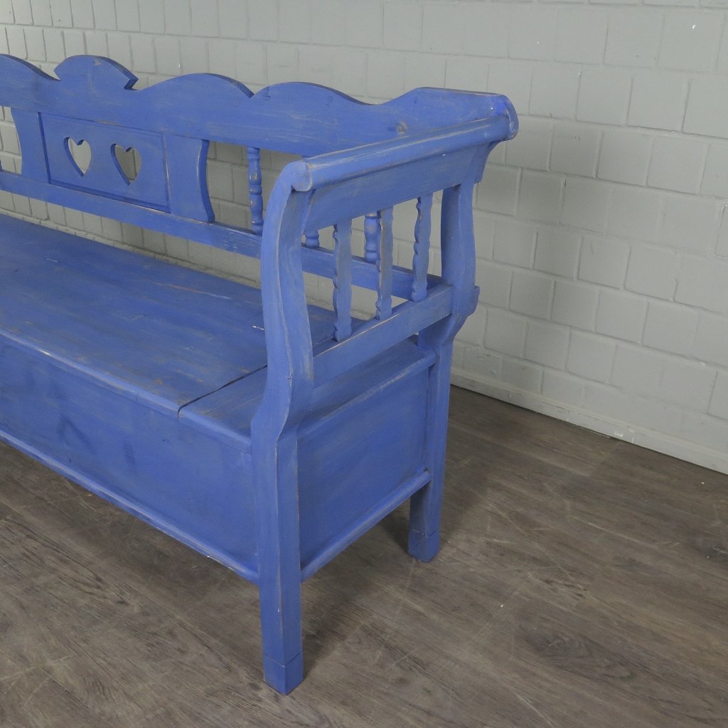 Truhenbank Holzbank Blau 2,16 m