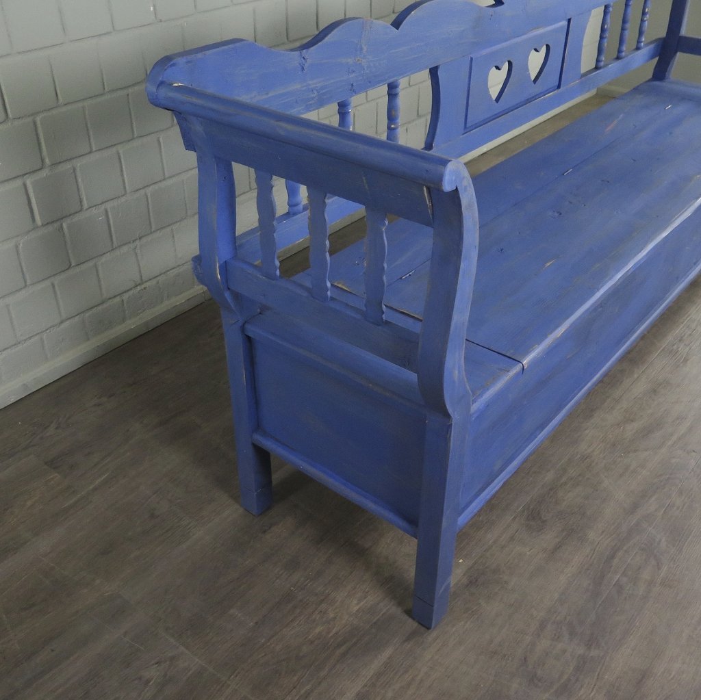 Truhenbank Holzbank Blau 2,16 m