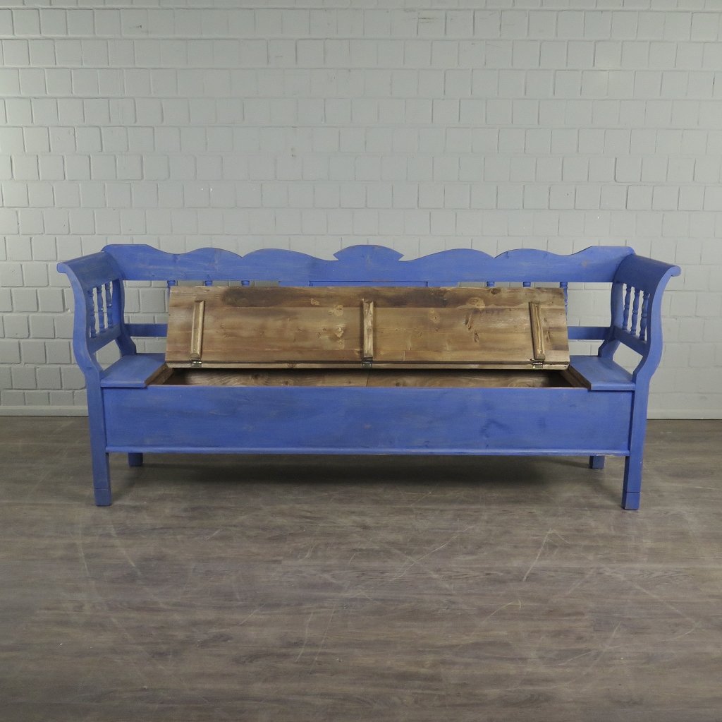 Truhenbank Holzbank Blau 2,16 m