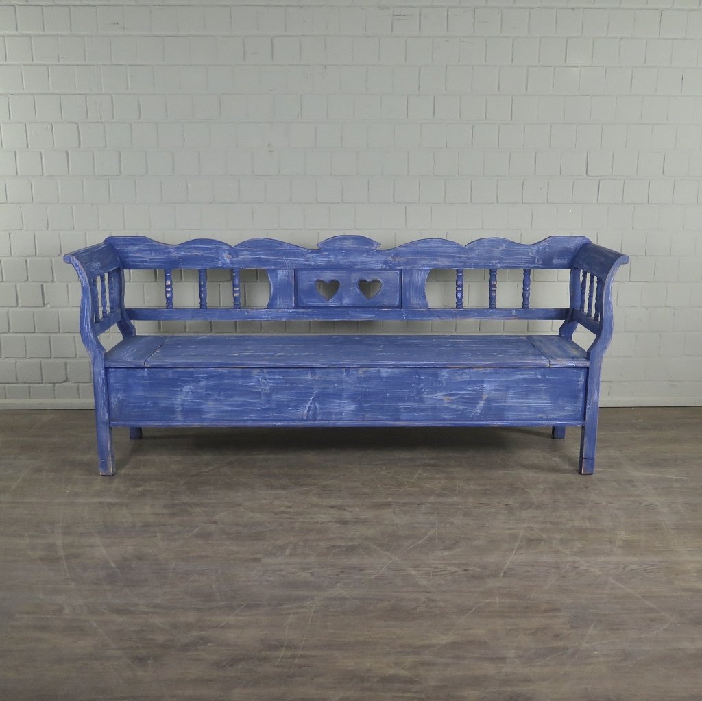 Truhenbank Holzbank Jeansblau 2,15 m