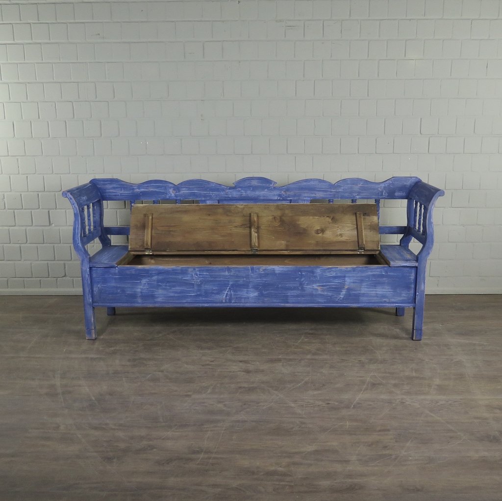 Truhenbank Holzbank Jeansblau 2,15 m