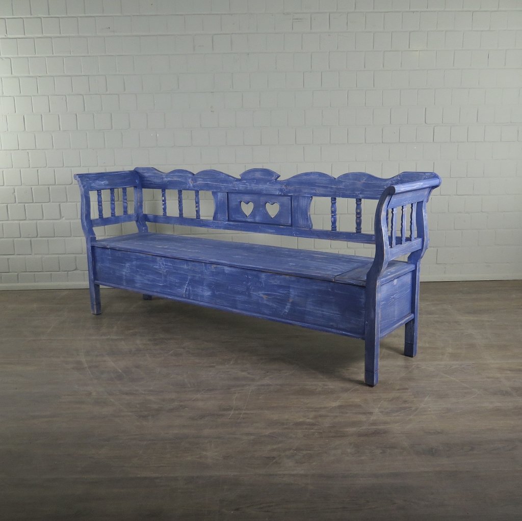 Truhenbank Holzbank Jeansblau 2,15 m