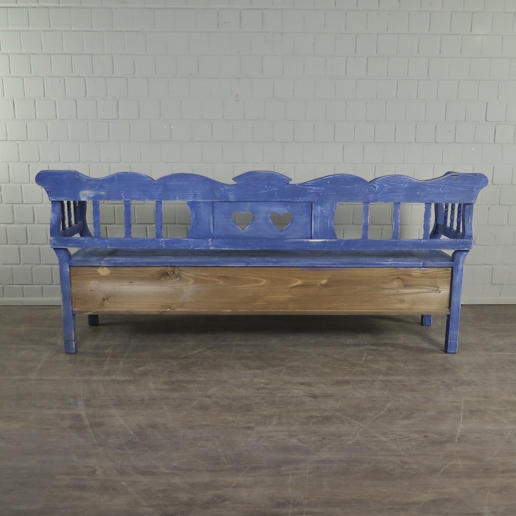 Truhenbank Holzbank Jeansblau 2,15 m