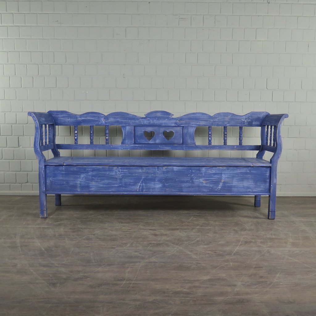 Truhenbank Holzbank Jeansblau 2,15 m