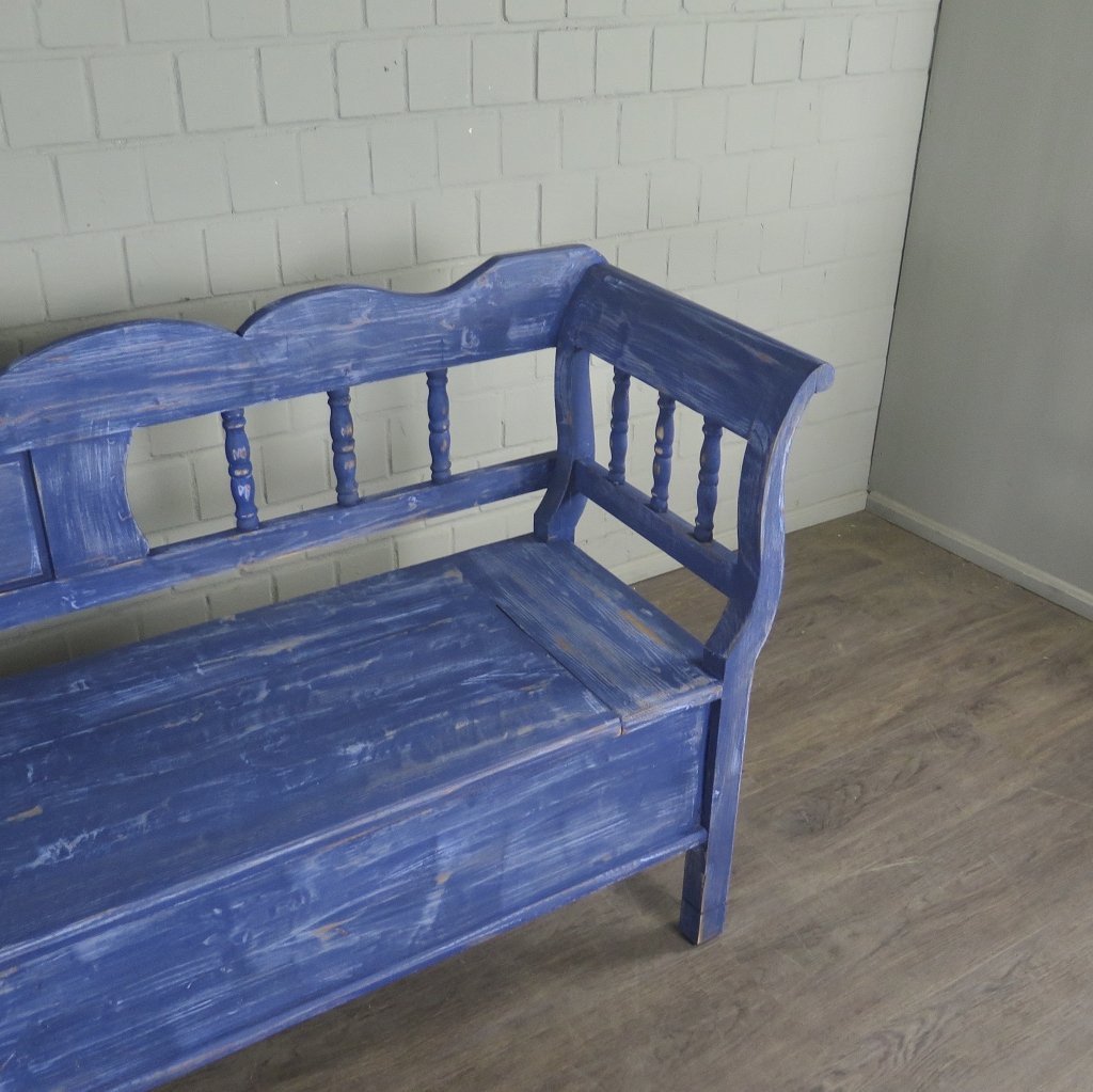 Truhenbank Holzbank Jeansblau 2,15 m
