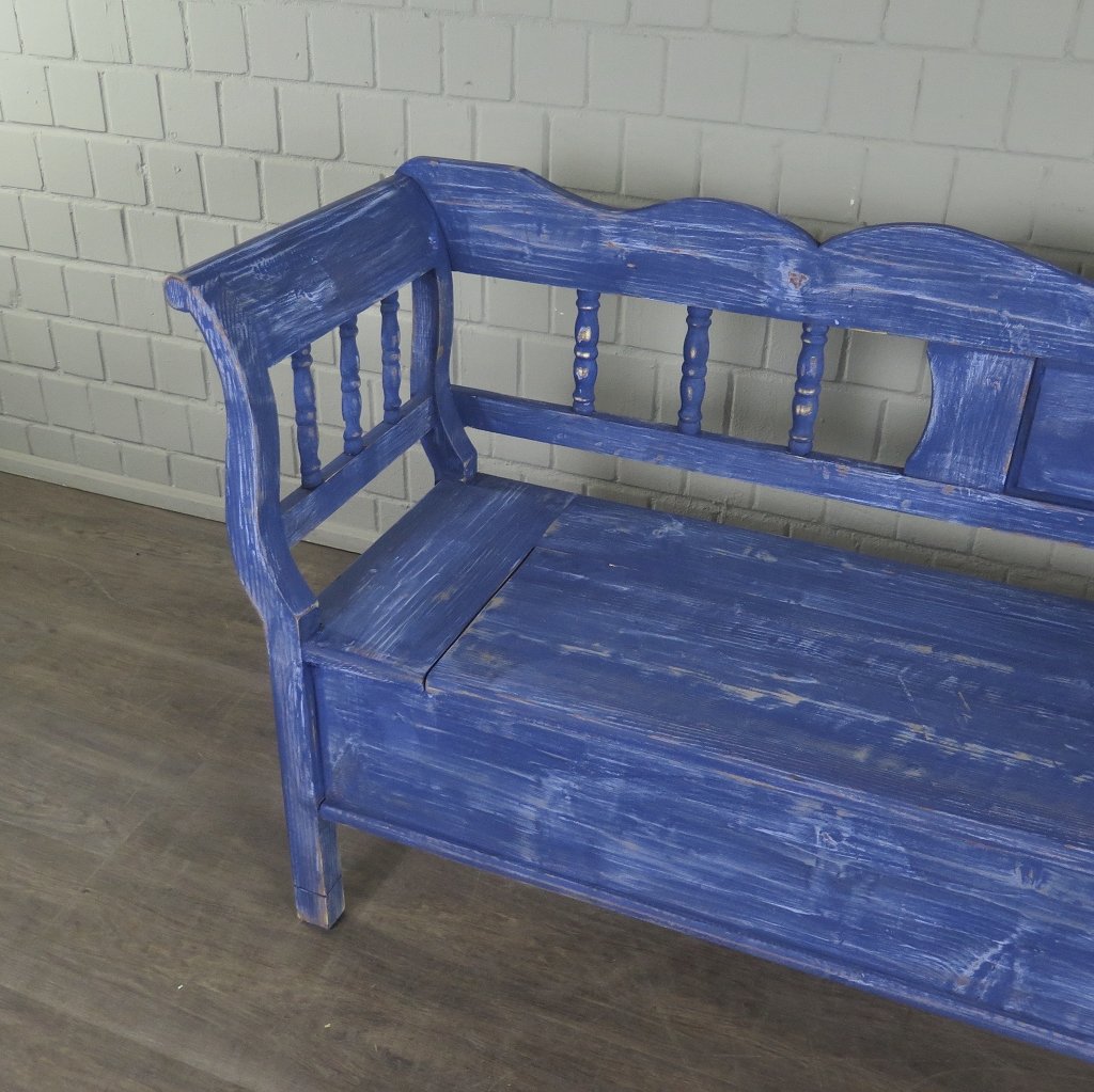 Truhenbank Holzbank Jeansblau 2,15 m