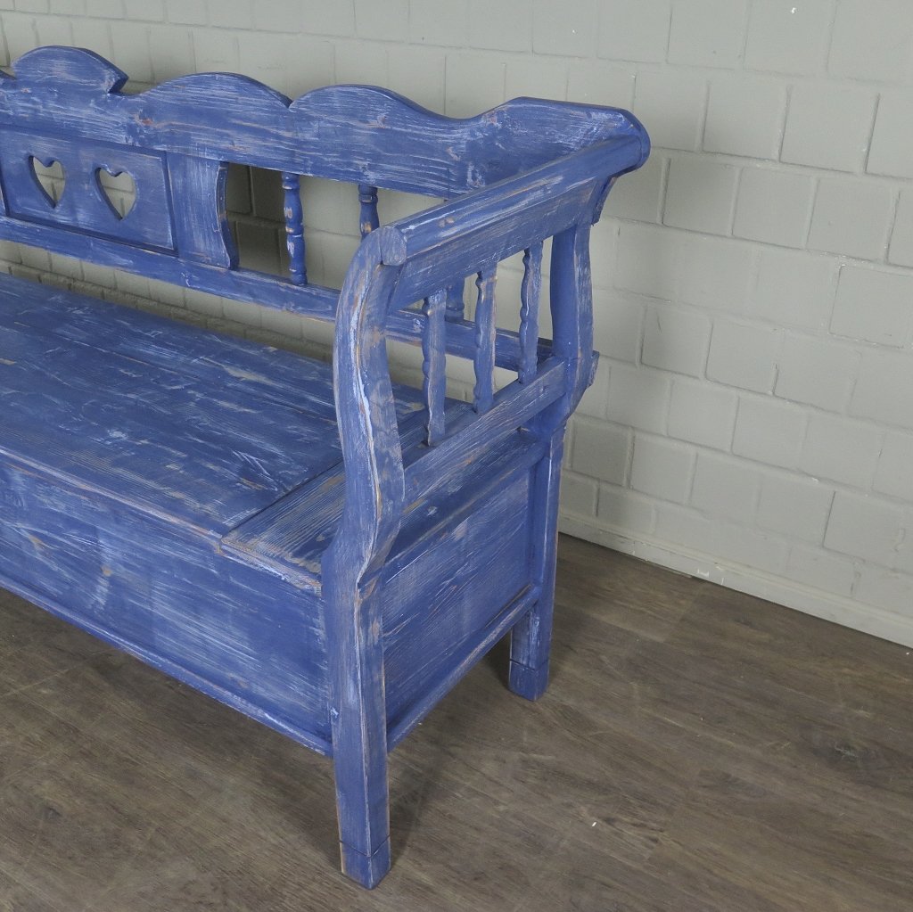 Truhenbank Holzbank Jeansblau 2,15 m