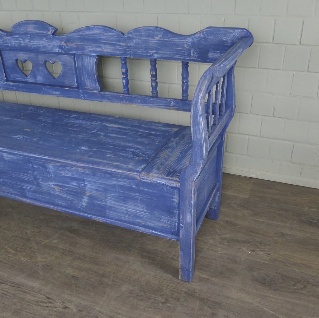Truhenbank Holzbank Jeansblau 2,15 m