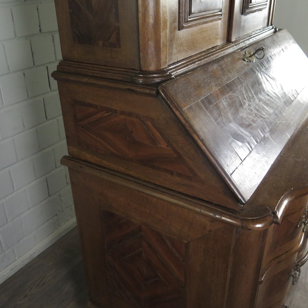 Sekretär Aufsatzsekretär Barock 1780 Eiche Nussbaum