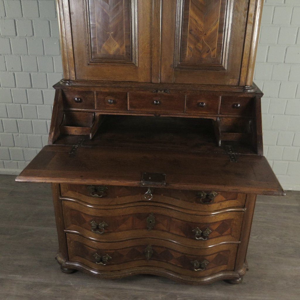 Sekretär Aufsatzsekretär Barock 1780 Eiche Nussbaum