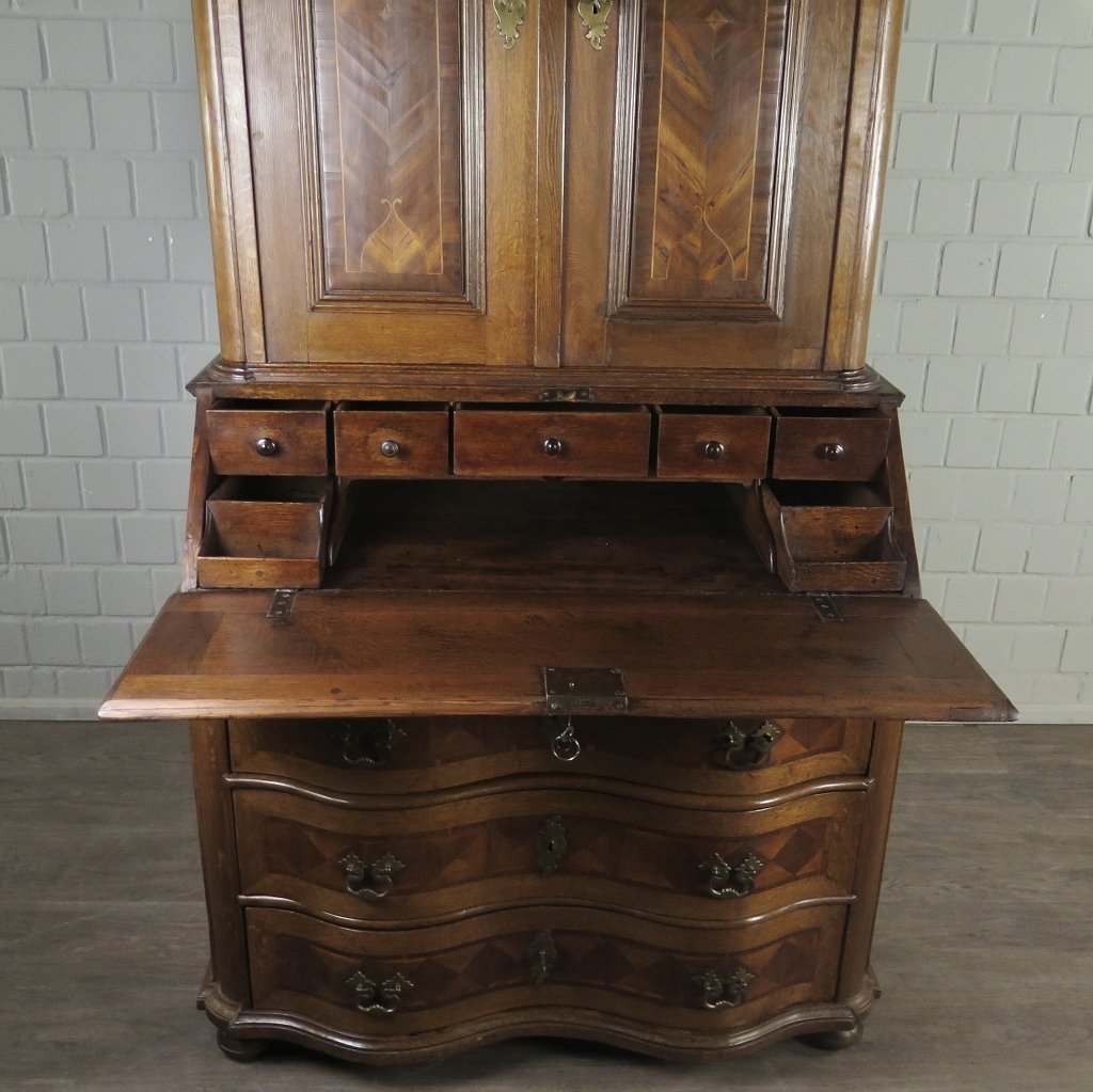 Sekretär Aufsatzsekretär Barock 1780 Eiche Nussbaum