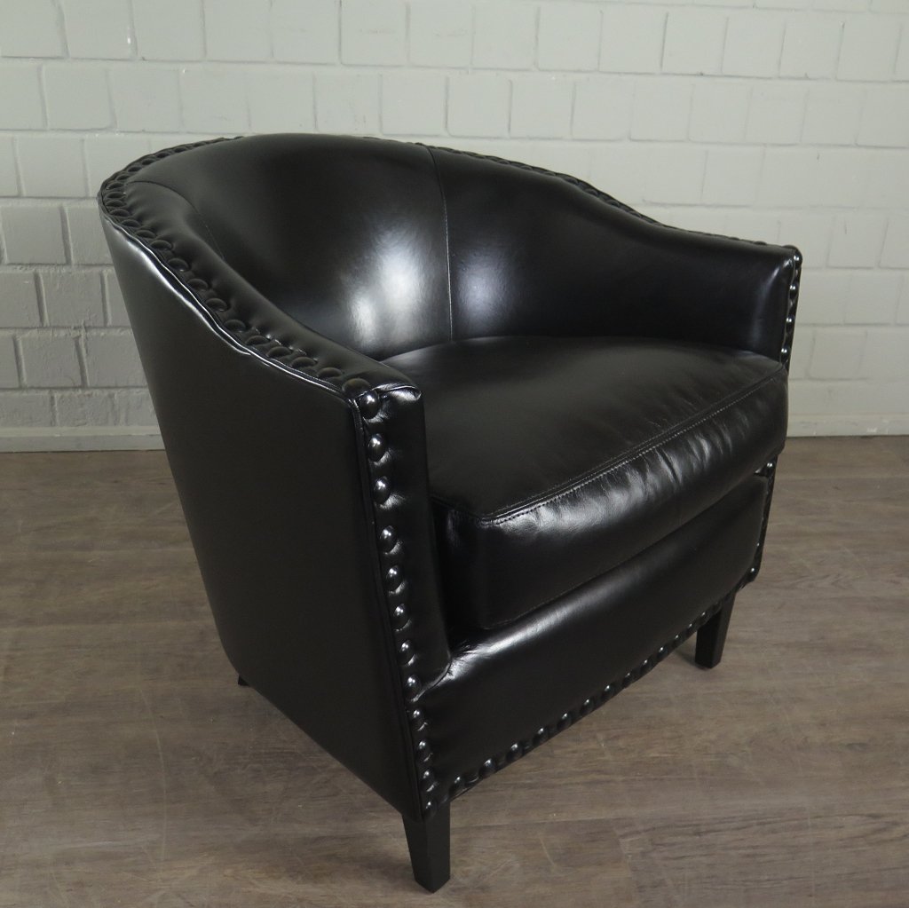 Loungesessel Leder 0,80 m Schwarz 