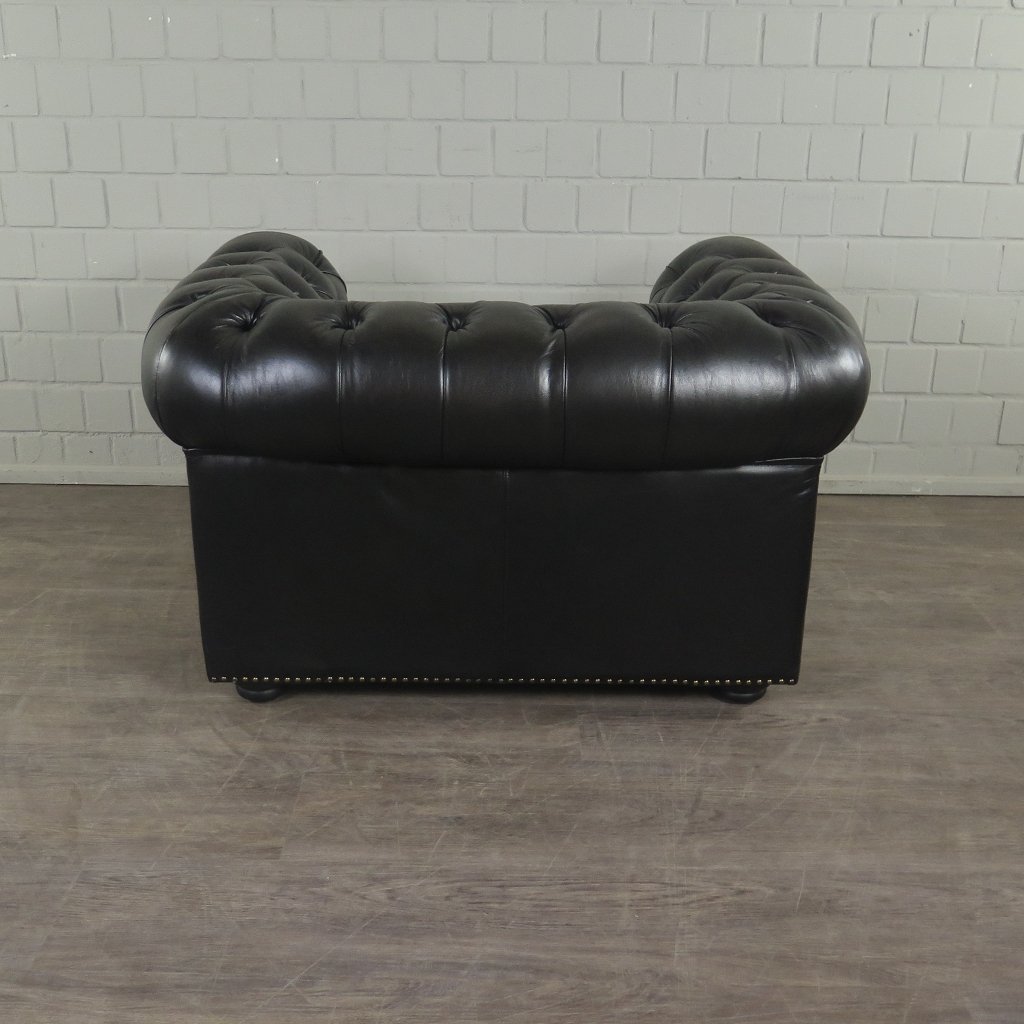 Chesterfield Sessel Leder Schwarz