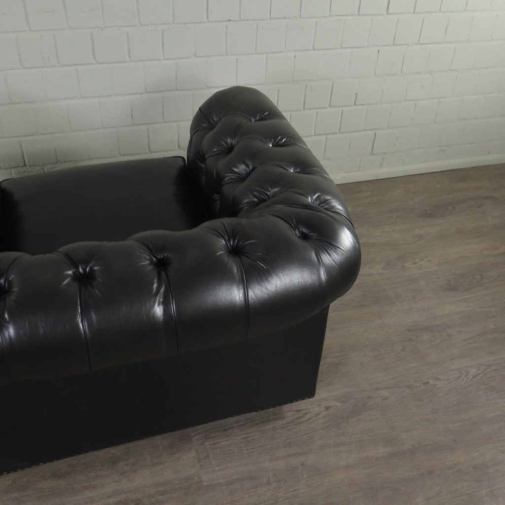 Chesterfield Sessel Leder Schwarz