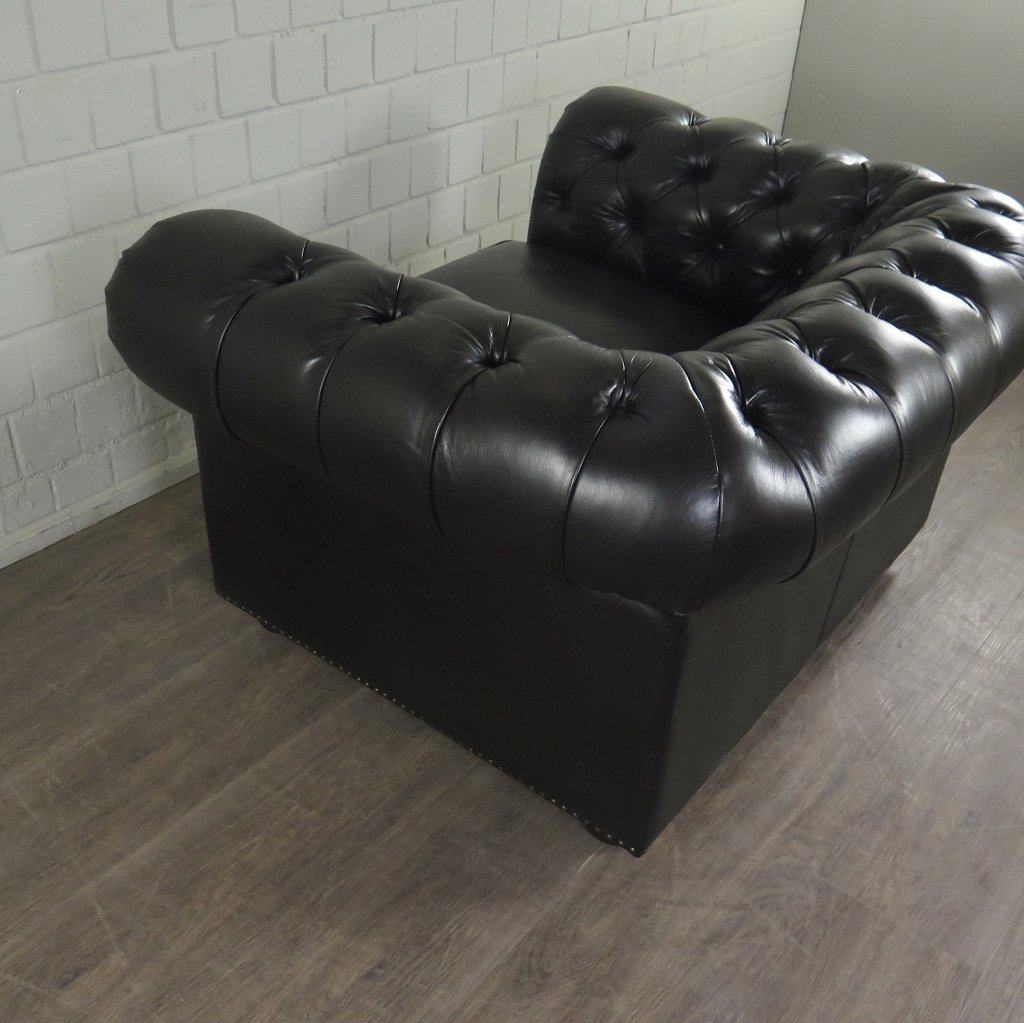 Chesterfield Sessel Leder Schwarz