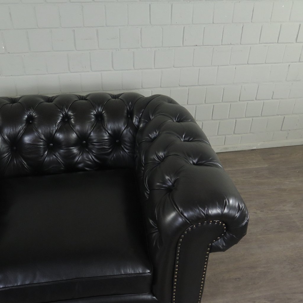 Chesterfield Sessel Leder Schwarz
