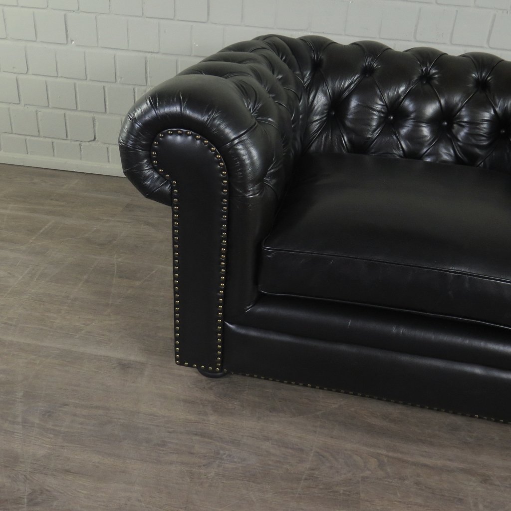 Chesterfield Sessel Leder Schwarz