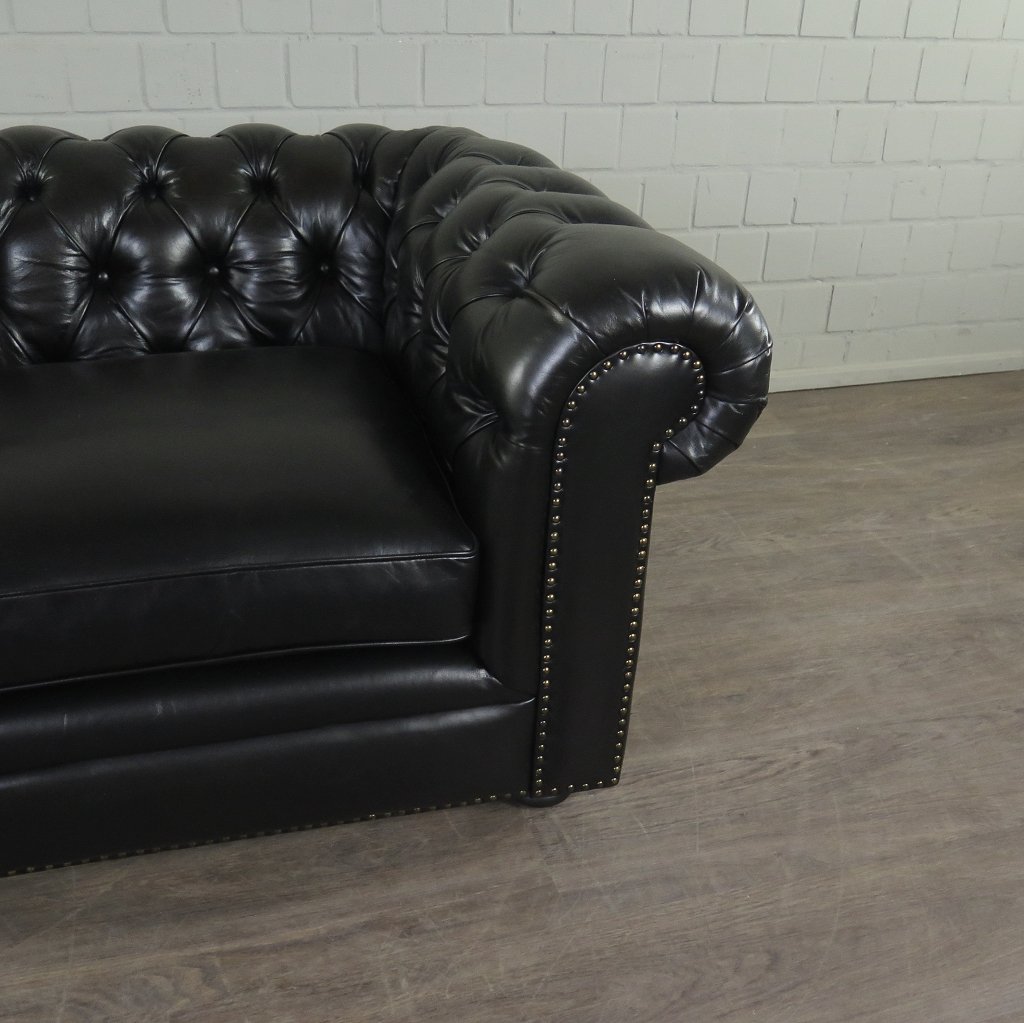Chesterfield Sessel Leder Schwarz