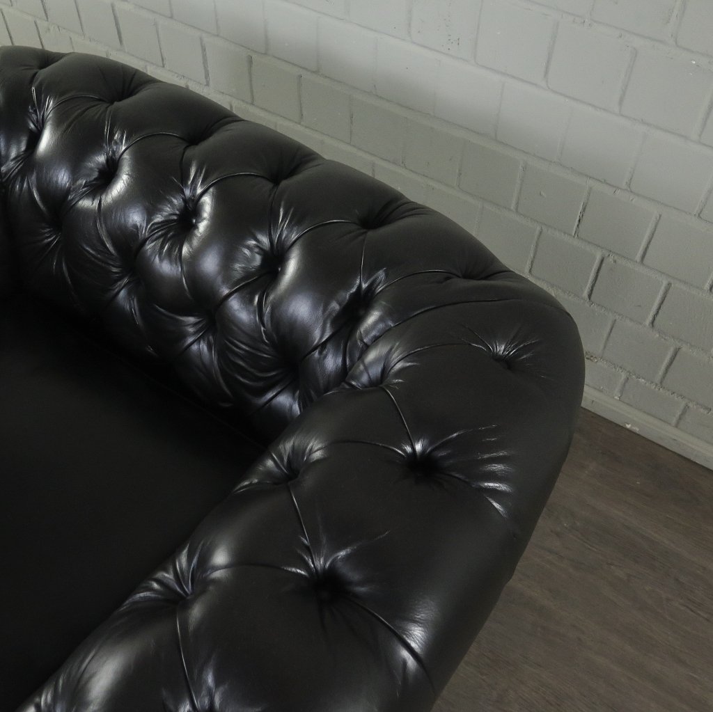 Chesterfield Sessel Leder Schwarz