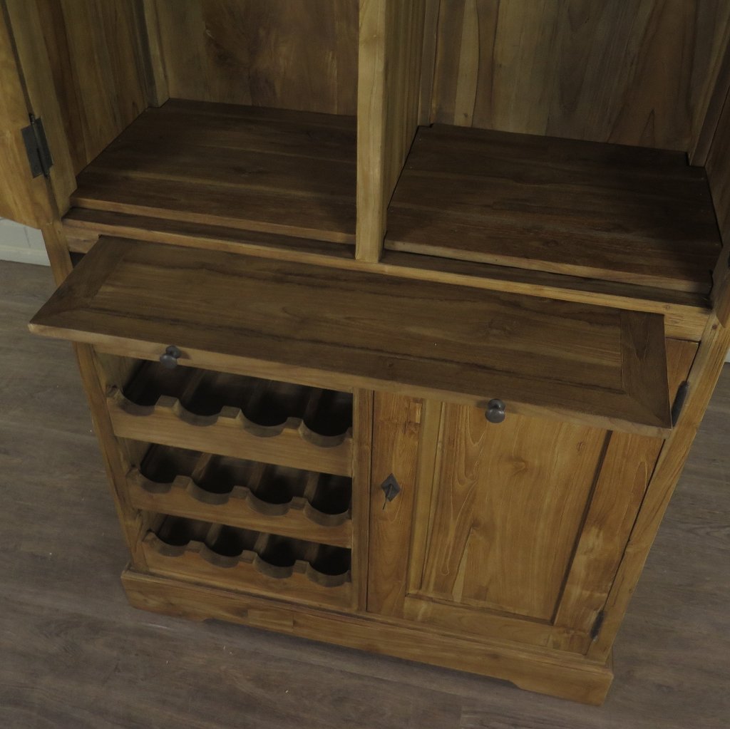 Weinschrank Weinregal Teakholz 1,01 m