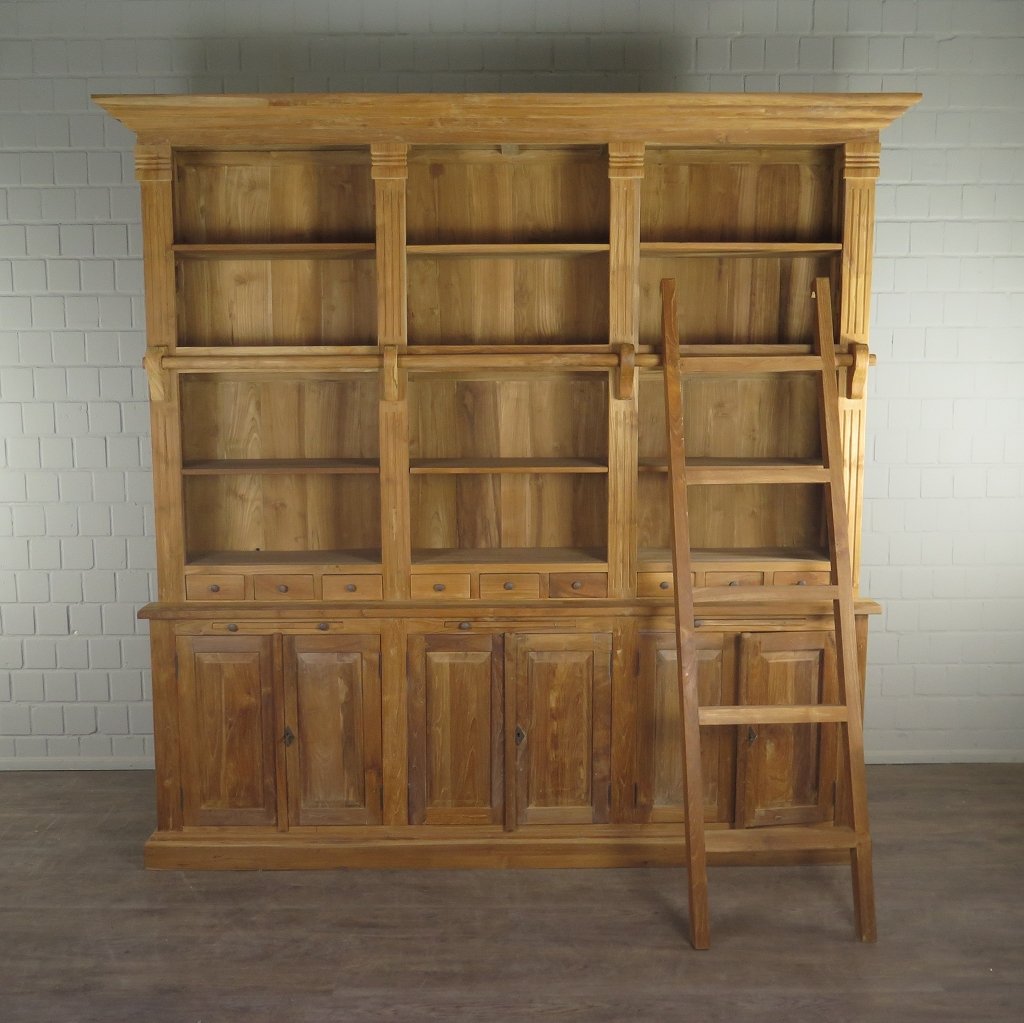 Bibliotheksschrank Schrank 2,40 m Teakholz