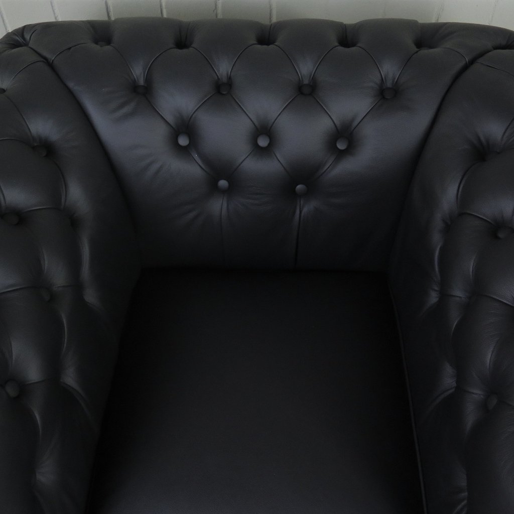Chesterfield Couchgarnitur Leder Schwarz